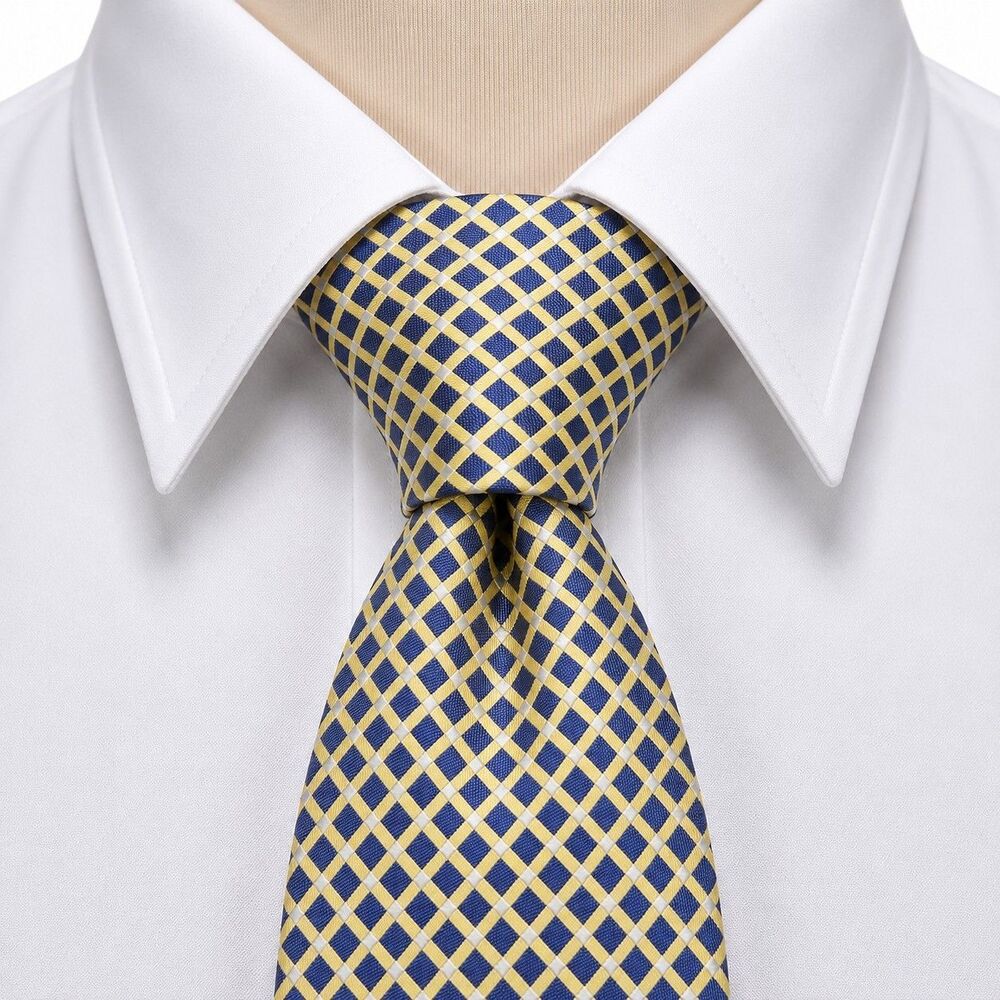 Daniel Cremieux Handmade Silk Dress Tie Yellow and Blue Diamond Grid